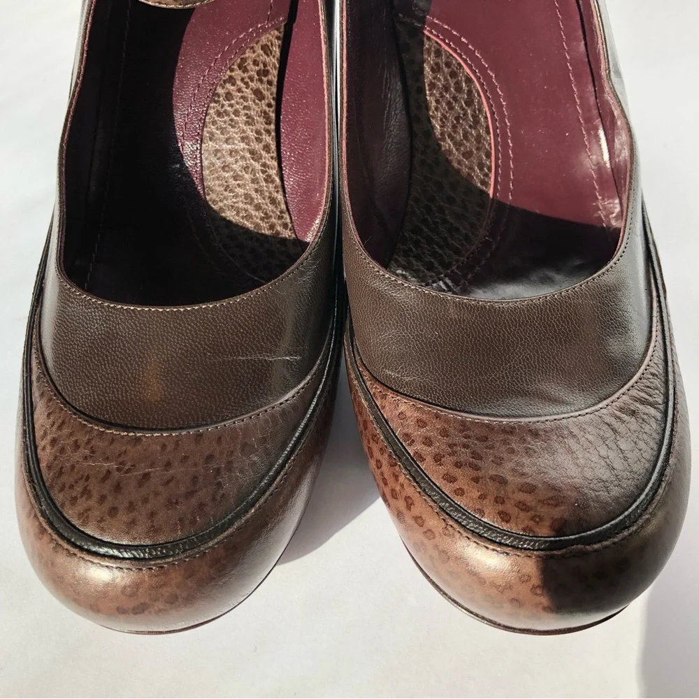 Vintage Via Spiga Made in Italy Leather Mary Jane Pumps Brown 9.5M
